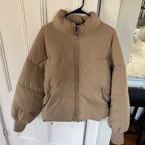 Tan Puffer Jacket Princess Polly